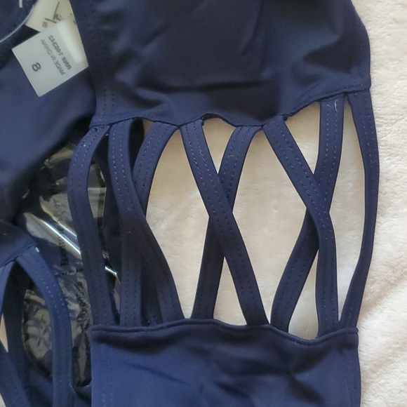 NWT Nicole Miller navy blue swim suit with high waisted bottoms size 8 - Picture 10 of 10